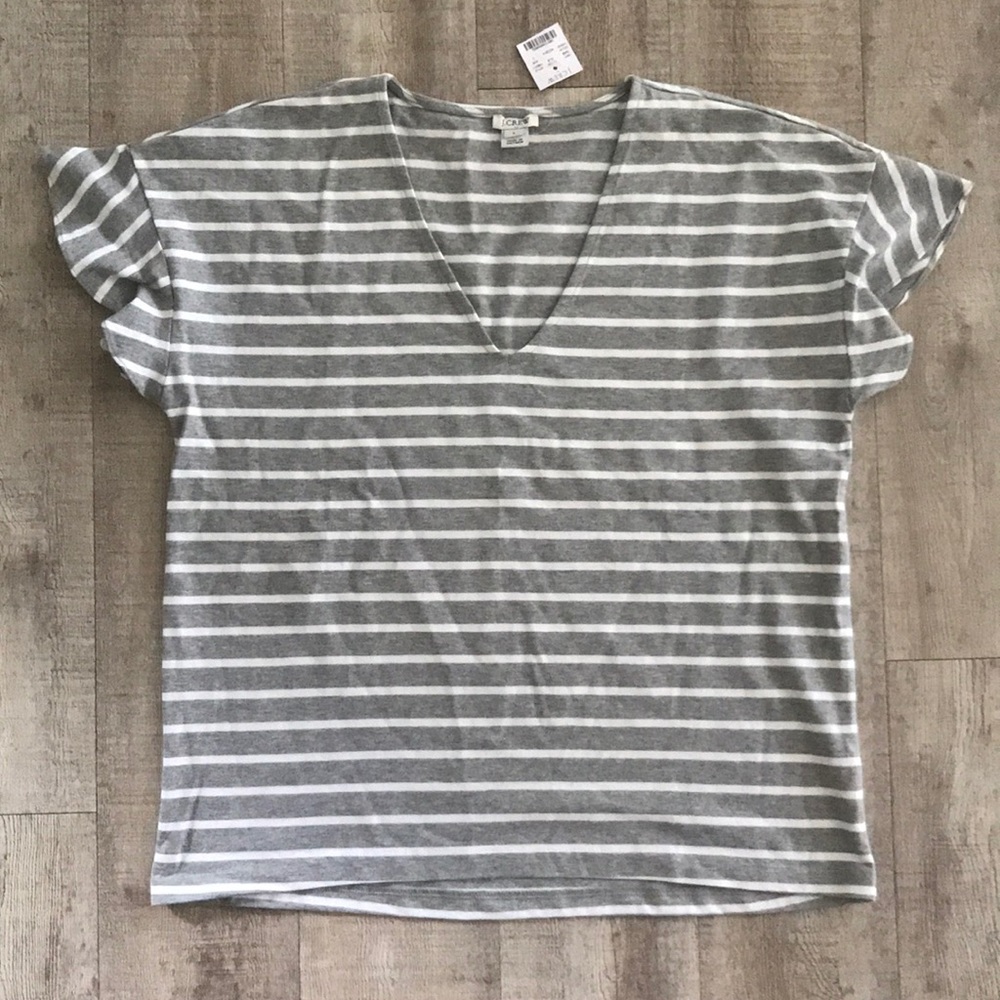 J. Crew | Ruffle Sleeve Striped Tee